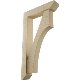Ekena Millwork - BKTUR0352X16X28WTL06RCPR - Timberthane Faux Wood Westlake Style Bracket w/ Offset Brace, Slat Ends, 3 1/2"W x 16"D x 28"H, Primed Tan