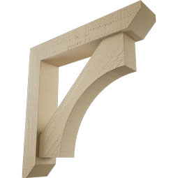 Ekena Millwork - BKTUR0352X18X18WTL06RCPR - Timberthane Faux Wood Westlake Style Bracket w/ Offset Brace, Slat Ends, 3 1/2"W x 18"D x 18"H, Primed Tan