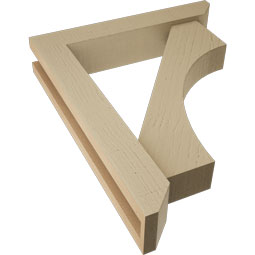 Ekena Millwork - BKTUR0352X18X22WTL06RCPR - Timberthane Faux Wood Westlake Style Bracket w/ Offset Brace, Slat Ends, 3 1/2"W x 18"D x 22"H, Primed Tan