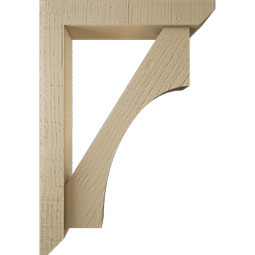 Ekena Millwork - BKTUR0352X18X26WTL06RCPR - Timberthane Faux Wood Westlake Style Bracket w/ Offset Brace, Slat Ends, 3 1/2"W x 18"D x 26"H, Primed Tan