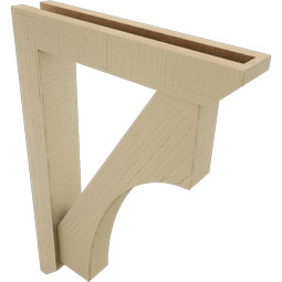 Ekena Millwork - BKTUR0352X18X26WTL06RCPR - Timberthane Faux Wood Westlake Style Bracket w/ Offset Brace, Slat Ends, 3 1/2"W x 18"D x 26"H, Primed Tan