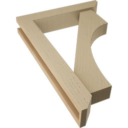 Ekena Millwork - BKTUR0352X18X26WTL06RCPR - Timberthane Faux Wood Westlake Style Bracket w/ Offset Brace, Slat Ends, 3 1/2"W x 18"D x 26"H, Primed Tan