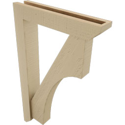 Ekena Millwork - BKTUR0352X18X30WTL06RCPR - Timberthane Faux Wood Westlake Style Bracket w/ Offset Brace, Slat Ends, 3 1/2"W x 18"D x 30"H, Primed Tan