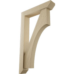 Ekena Millwork - BKTUR0352X18X30WTL06RCPR - Timberthane Faux Wood Westlake Style Bracket w/ Offset Brace, Slat Ends, 3 1/2"W x 18"D x 30"H, Primed Tan