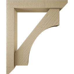 Ekena Millwork - BKTUR0352X20X24WTL06RCPR - Timberthane Faux Wood Westlake Style Bracket w/ Offset Brace, Slat Ends, 3 1/2"W x 20"D x 24"H, Primed Tan