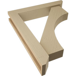 Ekena Millwork - BKTUR0352X20X24WTL06RCPR - Timberthane Faux Wood Westlake Style Bracket w/ Offset Brace, Slat Ends, 3 1/2"W x 20"D x 24"H, Primed Tan