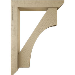 Ekena Millwork - BKTUR0352X20X28WTL06RCPR - Timberthane Faux Wood Westlake Style Bracket w/ Offset Brace, Slat Ends, 3 1/2"W x 20"D x 28"H, Primed Tan