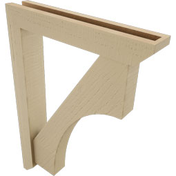 Ekena Millwork - BKTUR0352X20X28WTL06RCPR - Timberthane Faux Wood Westlake Style Bracket w/ Offset Brace, Slat Ends, 3 1/2"W x 20"D x 28"H, Primed Tan