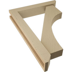 Ekena Millwork - BKTUR0352X20X28WTL06RCPR - Timberthane Faux Wood Westlake Style Bracket w/ Offset Brace, Slat Ends, 3 1/2"W x 20"D x 28"H, Primed Tan