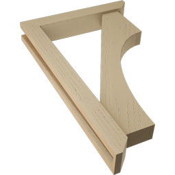 Ekena Millwork - BKTUR0352X20X32WTL06RCPR - Timberthane Faux Wood Westlake Style Bracket w/ Offset Brace, Slat Ends, 3 1/2"W x 20"D x 32"H, Primed Tan