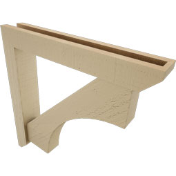 Ekena Millwork - BKTUR0352X22X22WTL06RCPR - Timberthane Faux Wood Westlake Style Bracket w/ Offset Brace, Slat Ends, 3 1/2"W x 22"D x 22"H, Primed Tan