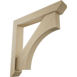 Ekena Millwork - BKTUR0352X22X22WTL06RCPR - Timberthane Faux Wood Westlake Style Bracket w/ Offset Brace, Slat Ends, 3 1/2"W x 22"D x 22"H, Primed Tan
