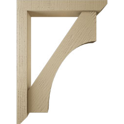 Ekena Millwork - BKTUR0352X22X30WTL06RCPR - Timberthane Faux Wood Westlake Style Bracket w/ Offset Brace, Slat Ends, 3 1/2"W x 22"D x 30"H, Primed Tan