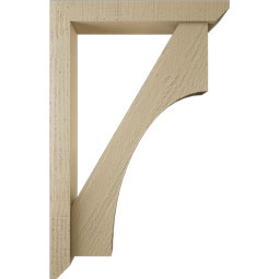 Ekena Millwork - BKTUR0352X22X34WTL06RCPR - Timberthane Faux Wood Westlake Style Bracket w/ Offset Brace, Slat Ends, 3 1/2"W x 22"D x 34"H, Primed Tan