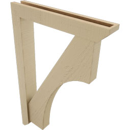 Ekena Millwork - BKTUR0352X22X34WTL06RCPR - Timberthane Faux Wood Westlake Style Bracket w/ Offset Brace, Slat Ends, 3 1/2"W x 22"D x 34"H, Primed Tan