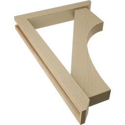 Ekena Millwork - BKTUR0352X22X34WTL06RCPR - Timberthane Faux Wood Westlake Style Bracket w/ Offset Brace, Slat Ends, 3 1/2"W x 22"D x 34"H, Primed Tan