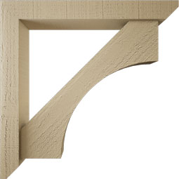 Ekena Millwork - BKTUR0352X24X24WTL06RCPR - Timberthane Faux Wood Westlake Style Bracket w/ Offset Brace, Slat Ends, 3 1/2"W x 24"D x 24"H, Primed Tan