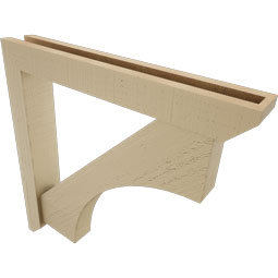 Ekena Millwork - BKTUR0352X24X24WTL06RCPR - Timberthane Faux Wood Westlake Style Bracket w/ Offset Brace, Slat Ends, 3 1/2"W x 24"D x 24"H, Primed Tan