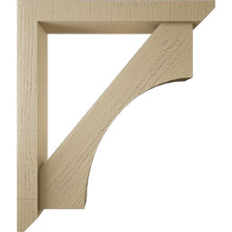 Ekena Millwork - BKTUR0352X24X28WTL06RCPR - Timberthane Faux Wood Westlake Style Bracket w/ Offset Brace, Slat Ends, 3 1/2"W x 24"D x 28"H, Primed Tan