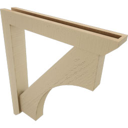 Ekena Millwork - BKTUR0352X24X28WTL06RCPR - Timberthane Faux Wood Westlake Style Bracket w/ Offset Brace, Slat Ends, 3 1/2"W x 24"D x 28"H, Primed Tan
