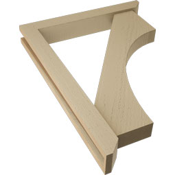 Ekena Millwork - BKTUR0352X24X32WTL06RCPR - Timberthane Faux Wood Westlake Style Bracket w/ Offset Brace, Slat Ends, 3 1/2"W x 24"D x 32"H, Primed Tan