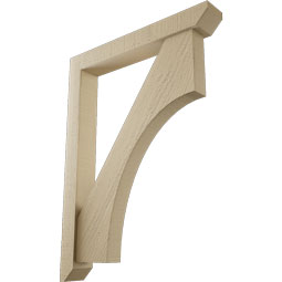 Ekena Millwork - BKTUR0352X24X32WTL06RCPR - Timberthane Faux Wood Westlake Style Bracket w/ Offset Brace, Slat Ends, 3 1/2"W x 24"D x 32"H, Primed Tan