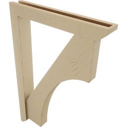 Ekena Millwork - BKTUR0352X24X36WTL06RCPR - Timberthane Faux Wood Westlake Style Bracket w/ Offset Brace, Slat Ends, 3 1/2"W x 24"D x 36"H, Primed Tan