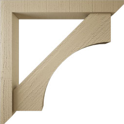 Ekena Millwork - BKTUR0352X26X26WTL06RCPR - Timberthane Faux Wood Westlake Style Bracket w/ Offset Brace, Slat Ends, 3 1/2"W x 26"D x 26"H, Primed Tan