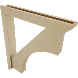 Ekena Millwork - BKTUR0352X26X30WTL06RCPR - Timberthane Faux Wood Westlake Style Bracket w/ Offset Brace, Slat Ends, 3 1/2"W x 26"D x 30"H, Primed Tan