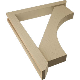 Ekena Millwork - BKTUR0352X26X30WTL06RCPR - Timberthane Faux Wood Westlake Style Bracket w/ Offset Brace, Slat Ends, 3 1/2"W x 26"D x 30"H, Primed Tan