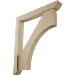Ekena Millwork - BKTUR0352X26X30WTL06RCPR - Timberthane Faux Wood Westlake Style Bracket w/ Offset Brace, Slat Ends, 3 1/2"W x 26"D x 30"H, Primed Tan