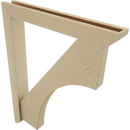 Ekena Millwork - BKTUR0352X26X34WTL06RCPR - Timberthane Faux Wood Westlake Style Bracket w/ Offset Brace, Slat Ends, 3 1/2"W x 26"D x 34"H, Primed Tan