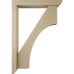 Ekena Millwork - BKTUR0352X26X38WTL06RCPR - Timberthane Faux Wood Westlake Style Bracket w/ Offset Brace, Slat Ends, 3 1/2"W x 26"D x 38"H, Primed Tan