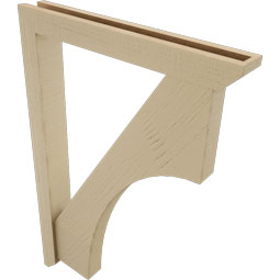Ekena Millwork - BKTUR0352X26X38WTL06RCPR - Timberthane Faux Wood Westlake Style Bracket w/ Offset Brace, Slat Ends, 3 1/2"W x 26"D x 38"H, Primed Tan