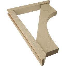 Ekena Millwork - BKTUR0352X26X38WTL06RCPR - Timberthane Faux Wood Westlake Style Bracket w/ Offset Brace, Slat Ends, 3 1/2"W x 26"D x 38"H, Primed Tan