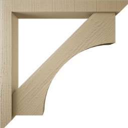 Ekena Millwork - BKTUR0352X28X28WTL06RCPR - Timberthane Faux Wood Westlake Style Bracket w/ Offset Brace, Slat Ends, 3 1/2"W x 28"D x 28"H, Primed Tan