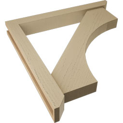 Ekena Millwork - BKTUR0352X28X28WTL06RCPR - Timberthane Faux Wood Westlake Style Bracket w/ Offset Brace, Slat Ends, 3 1/2"W x 28"D x 28"H, Primed Tan