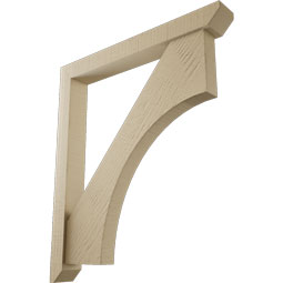 Ekena Millwork - BKTUR0352X28X32WTL06RCPR - Timberthane Faux Wood Westlake Style Bracket w/ Offset Brace, Slat Ends, 3 1/2"W x 28"D x 32"H, Primed Tan