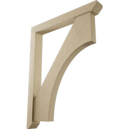 Ekena Millwork - BKTUR0352X28X36WTL06RCPR - Timberthane Faux Wood Westlake Style Bracket w/ Offset Brace, Slat Ends, 3 1/2"W x 28"D x 36"H, Primed Tan