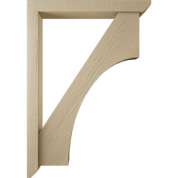 Ekena Millwork - BKTUR0352X28X40WTL06RCPR - Timberthane Faux Wood Westlake Style Bracket w/ Offset Brace, Slat Ends, 3 1/2"W x 28"D x 40"H, Primed Tan
