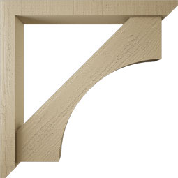 Ekena Millwork - BKTUR0352X30X30WTL06RCPR - Timberthane Faux Wood Westlake Style Bracket w/ Offset Brace, Slat Ends, 3 1/2"W x 30"D x 30"H, Primed Tan