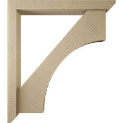 Ekena Millwork - BKTUR0352X30X34WTL06RCPR - Timberthane Faux Wood Westlake Style Bracket w/ Offset Brace, Slat Ends, 3 1/2"W x 30"D x 34"H, Primed Tan