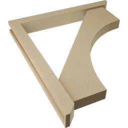 Ekena Millwork - BKTUR0352X30X34WTL06RCPR - Timberthane Faux Wood Westlake Style Bracket w/ Offset Brace, Slat Ends, 3 1/2"W x 30"D x 34"H, Primed Tan