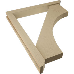 Ekena Millwork - BKTUR0352X30X36WTL06RCPR - Timberthane Faux Wood Westlake Style Bracket w/ Offset Brace, Slat Ends, 3 1/2"W x 30"D x 36"H, Primed Tan
