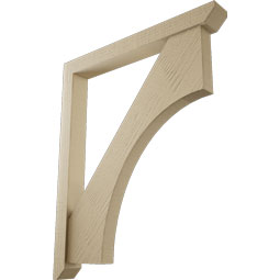Ekena Millwork - BKTUR0352X30X36WTL06RCPR - Timberthane Faux Wood Westlake Style Bracket w/ Offset Brace, Slat Ends, 3 1/2"W x 30"D x 36"H, Primed Tan