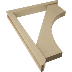 Ekena Millwork - BKTUR0352X30X38WTL06RCPR - Timberthane Faux Wood Westlake Style Bracket w/ Offset Brace, Slat Ends, 3 1/2"W x 30"D x 38"H, Primed Tan