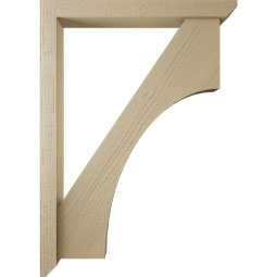 Ekena Millwork - BKTUR0352X30X42WTL06RCPR - Timberthane Faux Wood Westlake Style Bracket w/ Offset Brace, Slat Ends, 3 1/2"W x 30"D x 42"H, Primed Tan