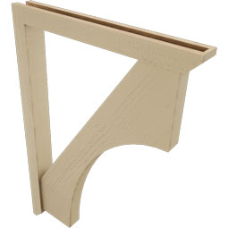 Ekena Millwork - BKTUR0352X30X42WTL06RCPR - Timberthane Faux Wood Westlake Style Bracket w/ Offset Brace, Slat Ends, 3 1/2"W x 30"D x 42"H, Primed Tan