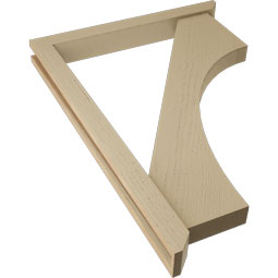 Ekena Millwork - BKTUR0352X30X42WTL06RCPR - Timberthane Faux Wood Westlake Style Bracket w/ Offset Brace, Slat Ends, 3 1/2"W x 30"D x 42"H, Primed Tan