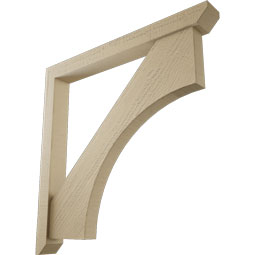 Ekena Millwork - BKTUR0352X32X32WTL06RCPR - Timberthane Faux Wood Westlake Style Bracket w/ Offset Brace, Slat Ends, 3 1/2"W x 32"D x 32"H, Primed Tan